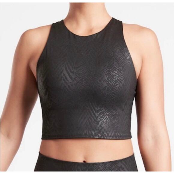 ATHLETA Women's Tank Top Conscious Embossed Crop Shelf Bra Black Size Large - Picture 1 of 6